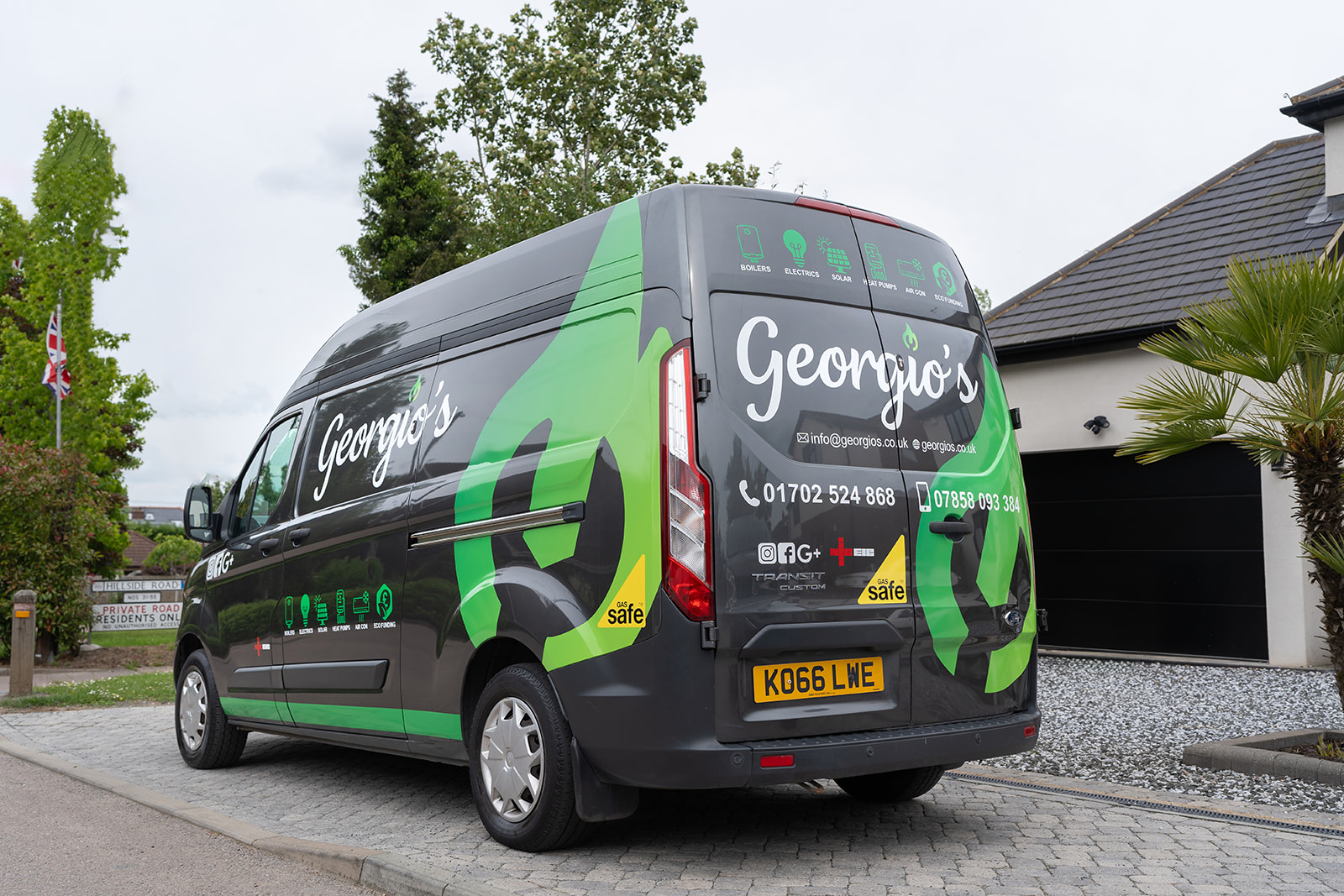 Georgio's branded van ready for an installation across South Essex