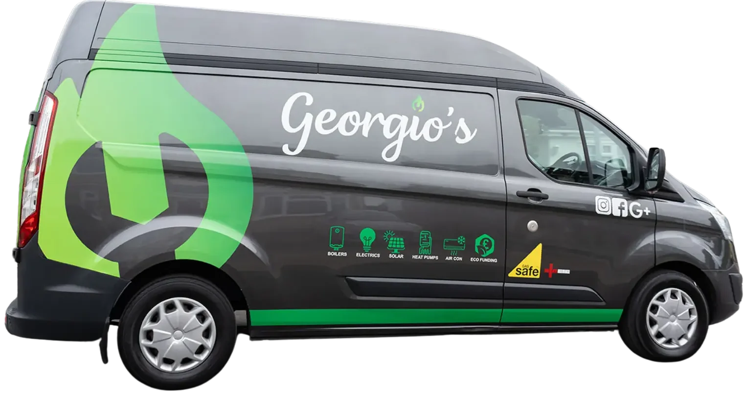 Georgio's branded van for heating, air conditioning and electrical work in South Essex